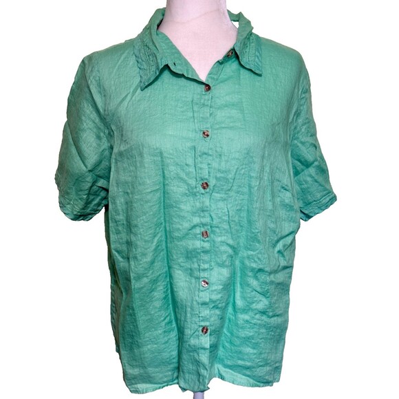 Avenue Tops - Avenue Women's Linen Minimalist Coastal Resort Vacation Casual Shirt Sz 18/20‎